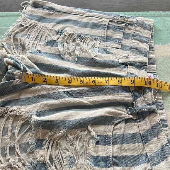 Buddy Love Blue & White Stripe High Rise Distressed‎ Soft Denim Shorts NWT - Picture 9 of 11